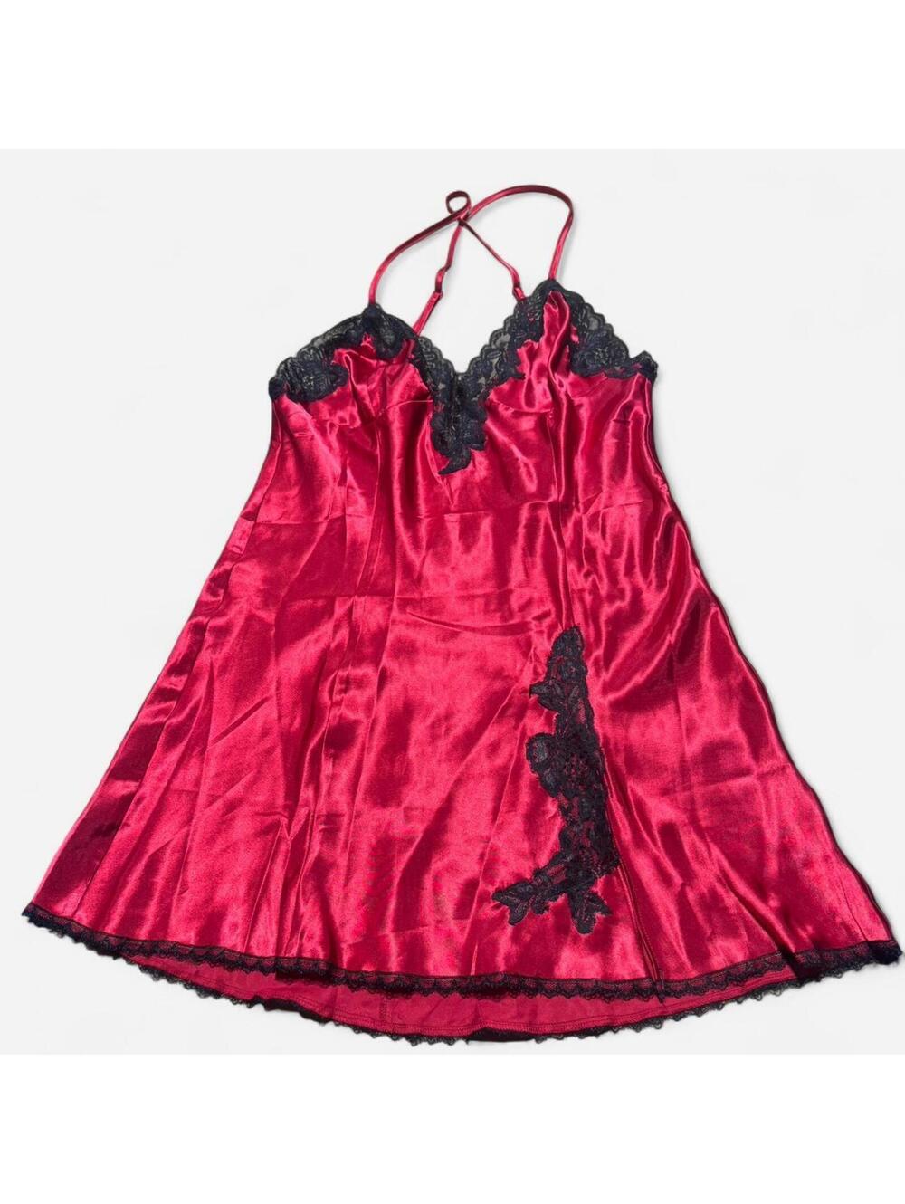 Frederick’s of Hollywood gothic red and black lace slip dress, Size medium
